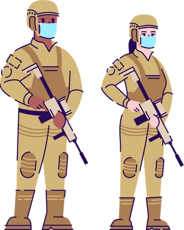 Soldiers in pandemic  Illustration