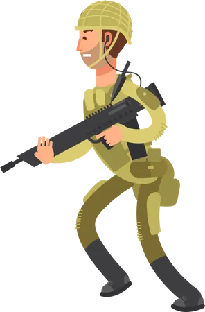 Soldiers With Gun  Illustration