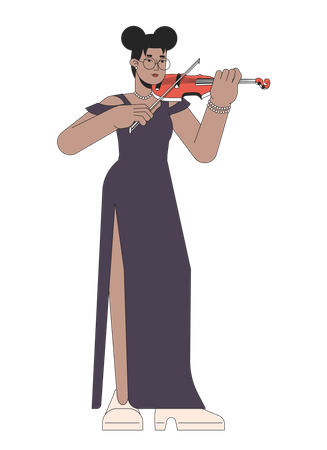 Solo violinist female  イラスト