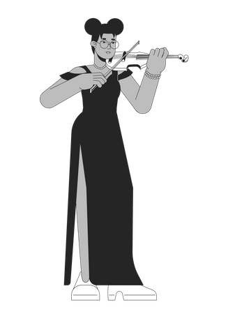 Solo violinist female  イラスト