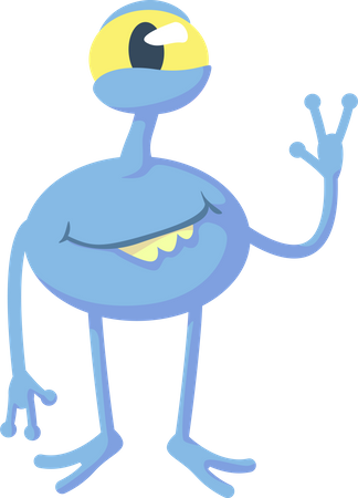 Extraterrestre bleu souriant  Illustration