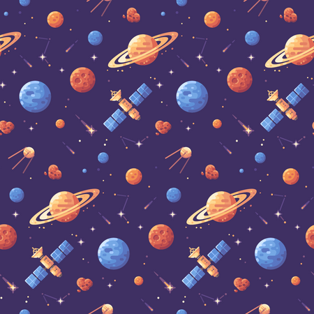 Space objects seamless pattern  イラスト