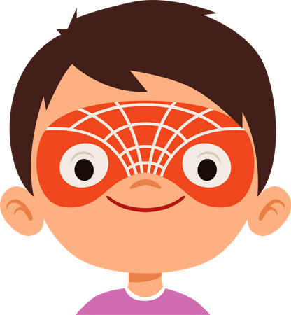 Spider face painting on boy face  イラスト