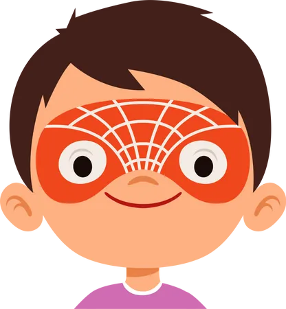 Spider face painting on boy face  イラスト