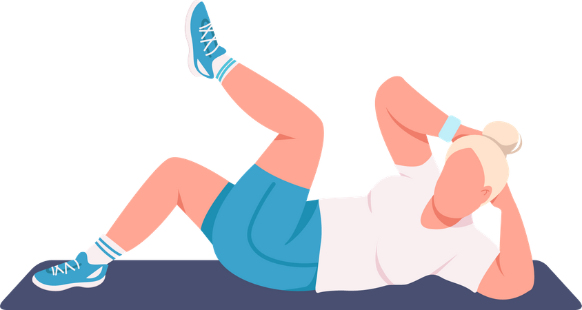 Sportswoman doing crunches  Illustration