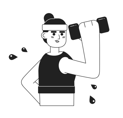 Sporty woman lifting dumbbell  Illustration