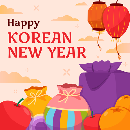 Square templates for seollal korean new year celebration.  Illustration