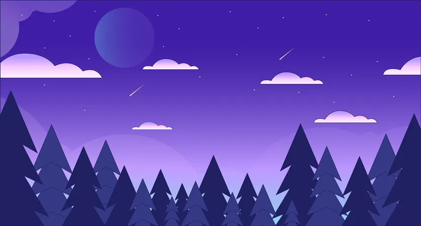 Star night with woods lo fi chill wallpaper  イラスト