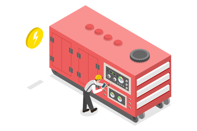 Stationary Industrial Power Generator  Illustration