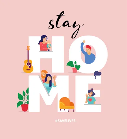 Stay at home  일러스트레이션