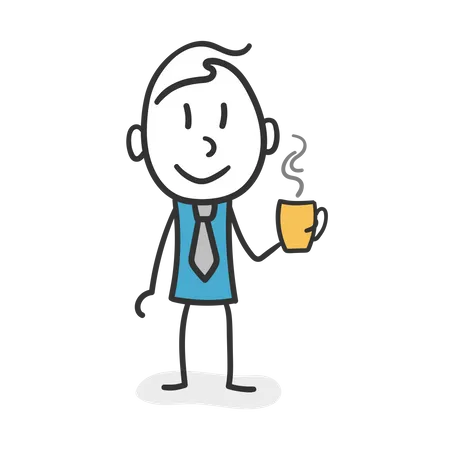 Stick man drinking coffee  Illustration