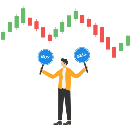 Stock market buy or sell  Illustration