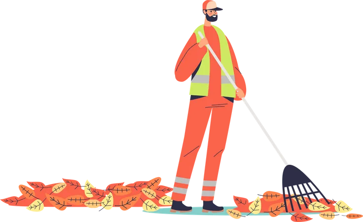 Street cleaner worker  일러스트레이션