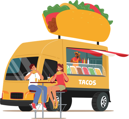 Street mexican food truck  일러스트레이션