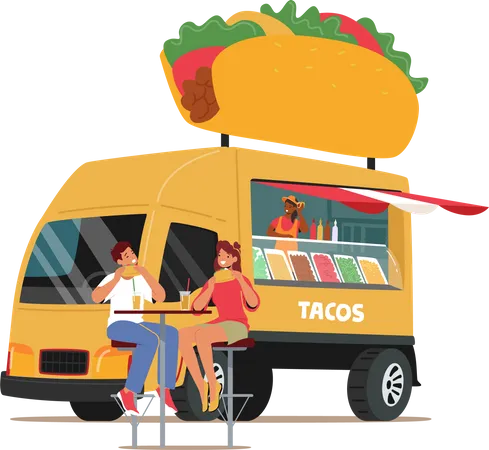 Street mexican food truck  일러스트레이션