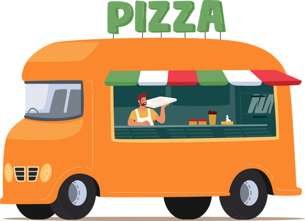 Street pizza truck  일러스트레이션