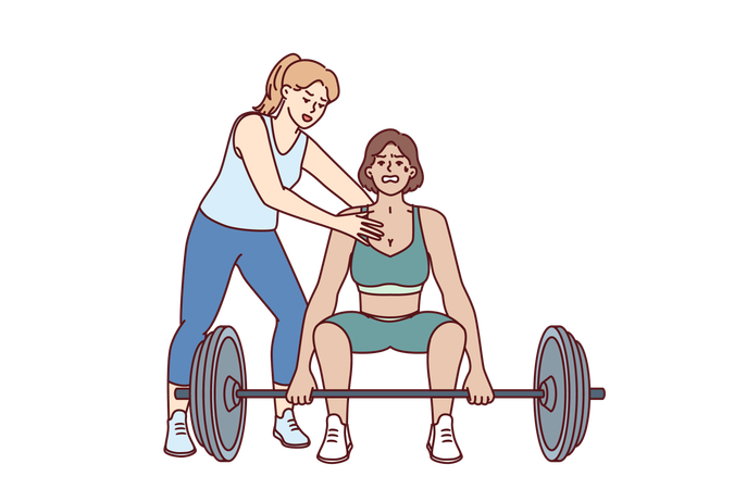 Strong athlete is trying to lifts heavy barbell  Illustration