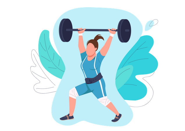 Strong Woman Lifting Barbell  Illustration