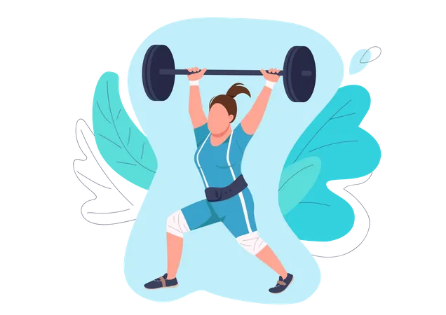 Strong Woman Lifting Barbell  Illustration