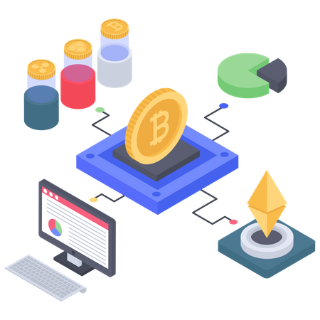 Structure de création de bitcoin et d'ethereum  Illustration