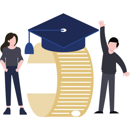 Students getting law degree  Illustration