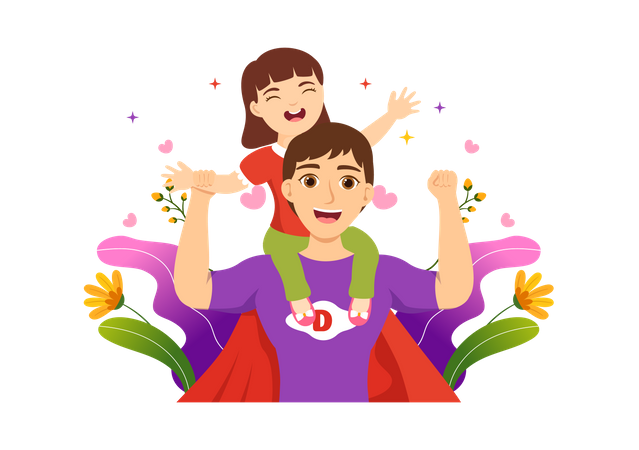 Super Father with child  Illustration