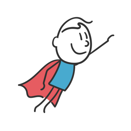 Superhero stick man  Illustration