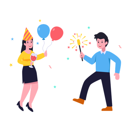 Surprise birthday celebration  Illustration