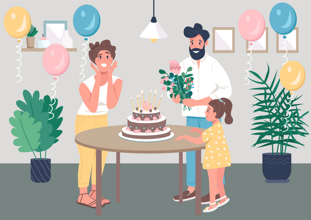 Surprise birthday party  Illustration