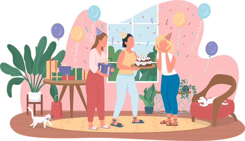 Surprise birthday party  Illustration