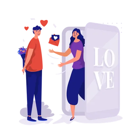 Surprise girlfriend online  Illustration