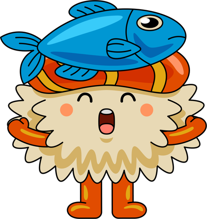 Sushi mascot feeling happy  Illustration