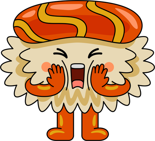 Sushi mascot in pain  Illustration