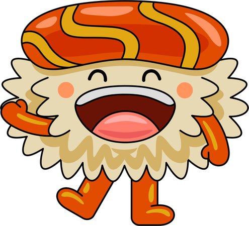 Sushi mascot laughing hard  Illustration