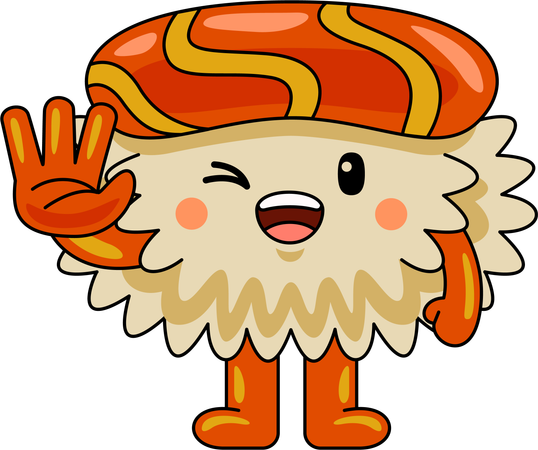 Sushi mascot saying hello  Illustration