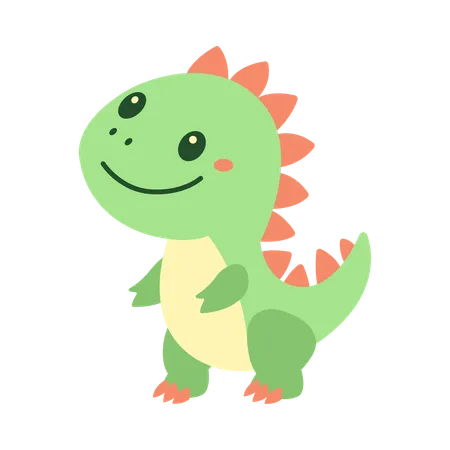 Niedliche Baby-Dinosaurier-Tiermaskottchen-Figur mit Lächeln-Ausdruck  Illustration