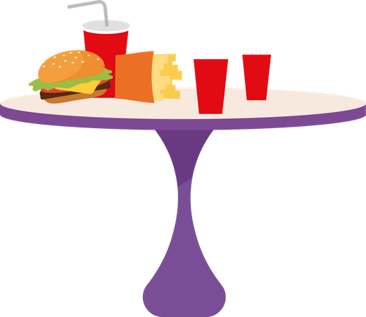 Table avec de la malbouffe  Illustration