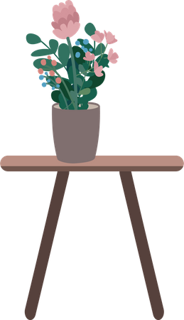 Table avec plante d'intérieur  Illustration