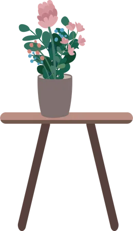 Table avec plante d'intérieur  Illustration