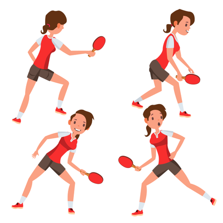 Table Tennis Female Player With Playing Gesture  Illustration