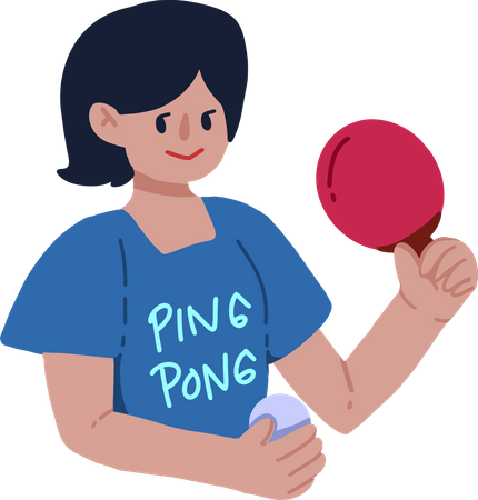 Table Tennis player holding tennis racket  イラスト