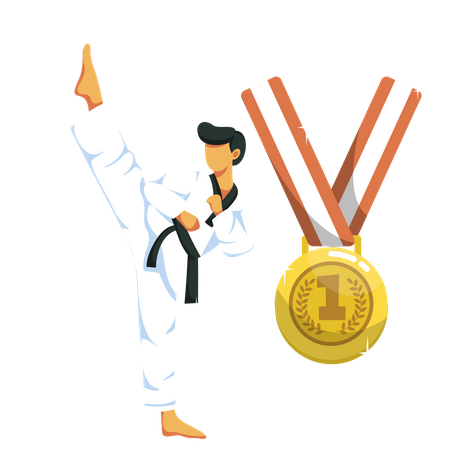 Taekwondo champion trophy  Illustration