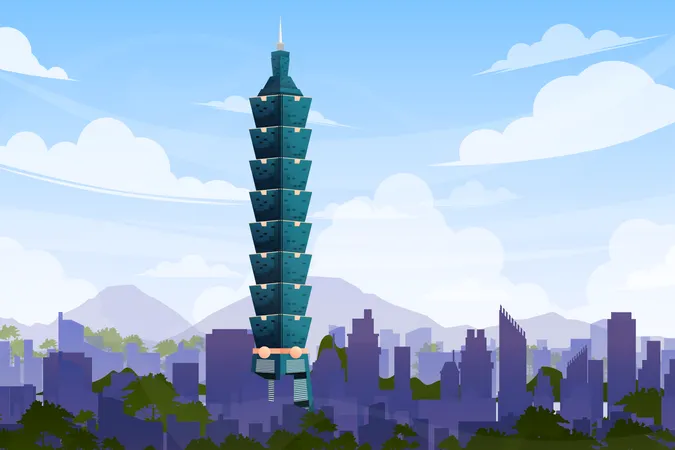 Taipei city the capital of Taiwan  Illustration