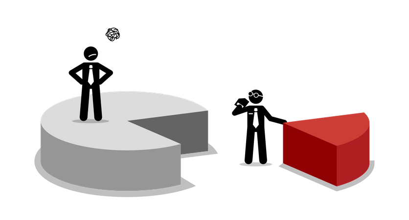 Taxpayer unhappy with business profit being taxed by the government  イラスト