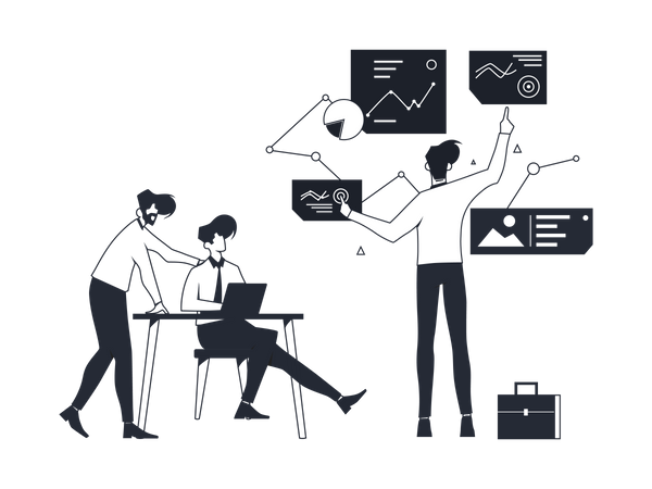 Team arbeitet an der Planung  Illustration