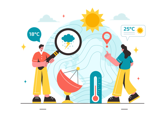 Team meteorologist presenting weather data  Illustration