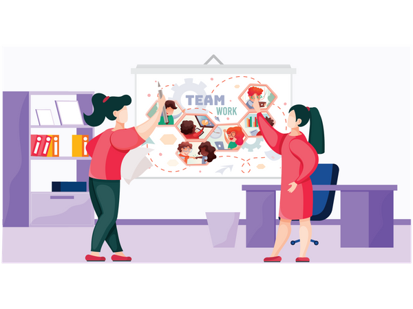 Team working together  イラスト