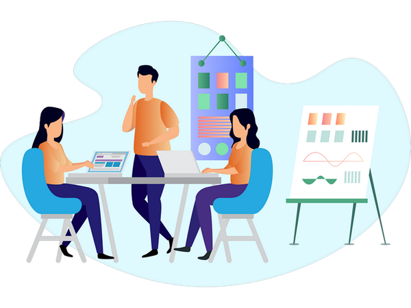 Teamarbeit im Coworking Space  Illustration