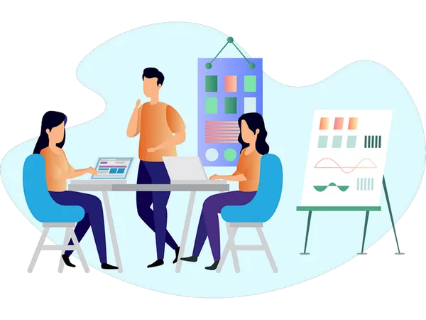 Teamarbeit im Coworking Space  Illustration