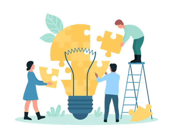 Teamwork to develop creative idea  Illustration